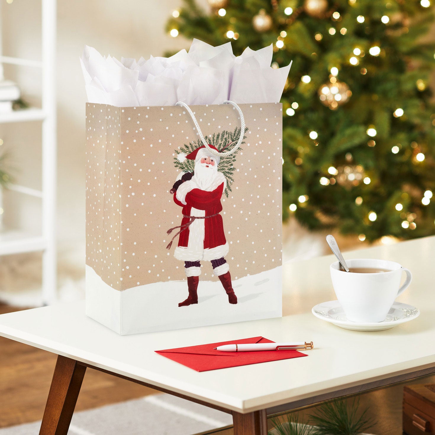 Hallmark 13'' Father Christmas With Tree Large Gift Bag
