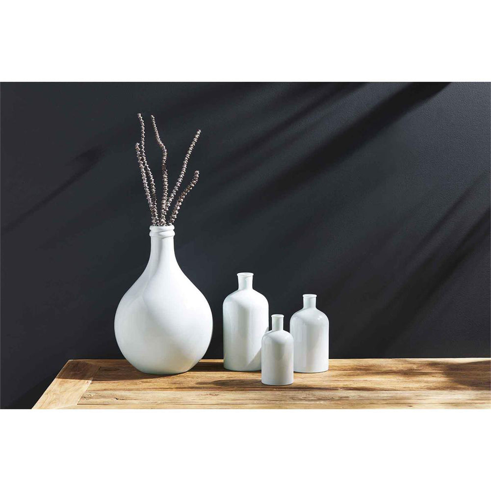 Lg White Bottleneck Vase by Mud Pie