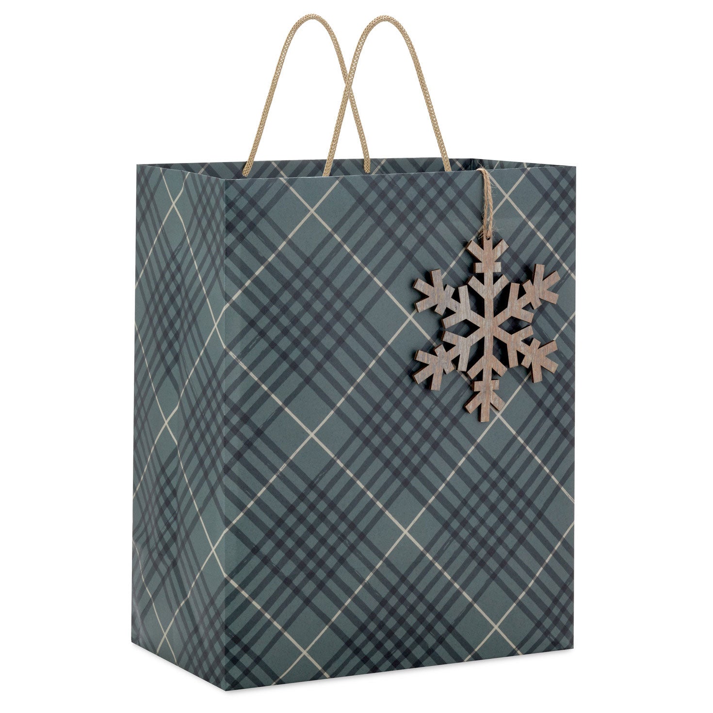 Hallmark 13'' Green Plaid With Snowflake Large Holiday Gift Bag