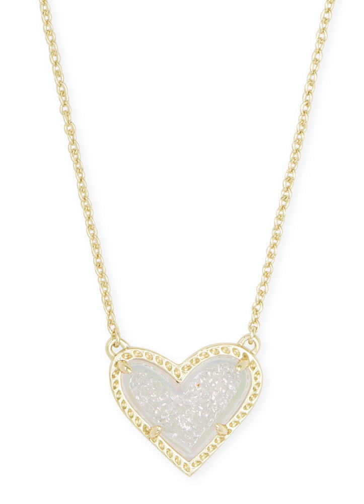 Ari Heart Pendant Necklace Gold Irid Drusy by Kendra Scott