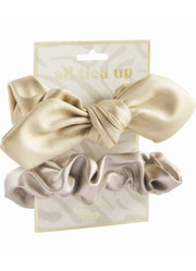 Gold Leather Scrunchie Set by Mud Pie