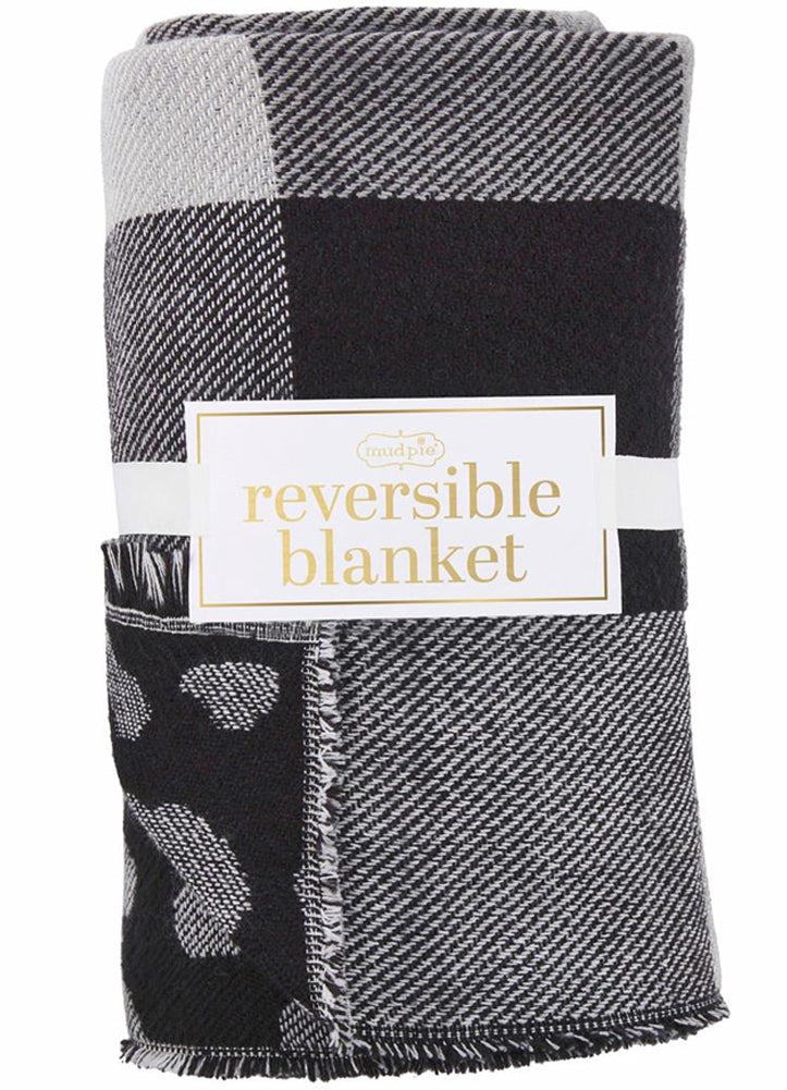 Rev Plaid Blanket in Black by Mud Pie