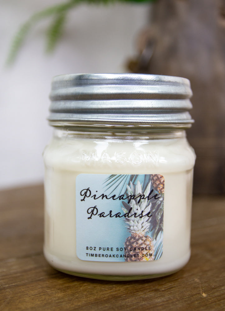 8oz Mason Jar Pineapple Paradise by Timber Oak Candles