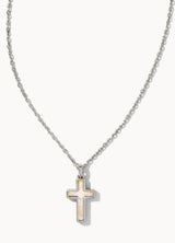 Cross Pendant Necklace Rhodium White Opal by Kendra Scott