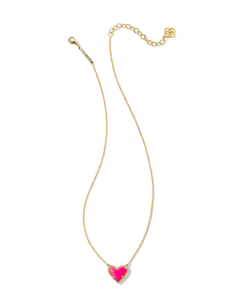 Ari Heart Shrt Pndnt Nck Gold Neon Pink by Kendra Scott – Martin's