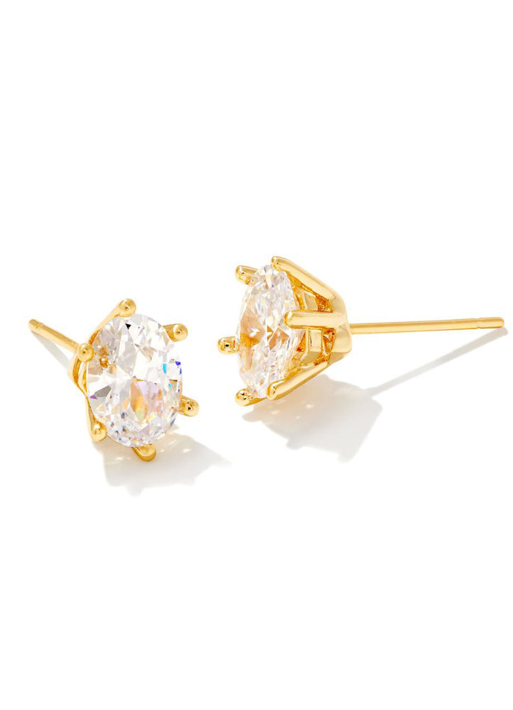 Cailin Crystal Stud Ear Gold Metal White by Kendra Scott