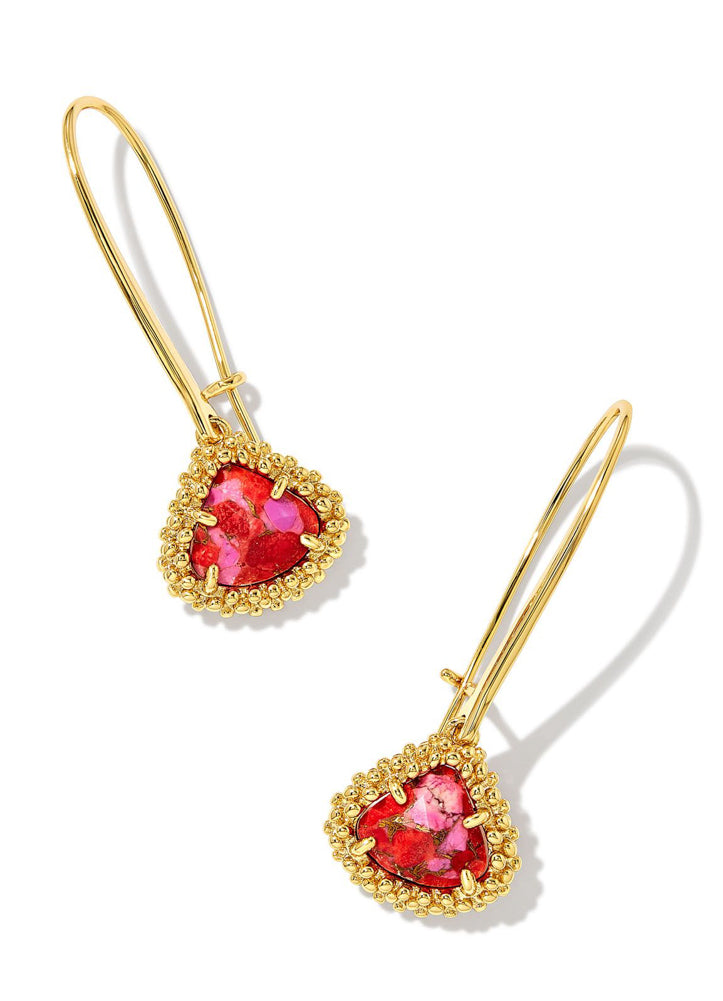 FRMD Kendall Wire Drop Earring in Gold Red fuchsia by Kendra Scott