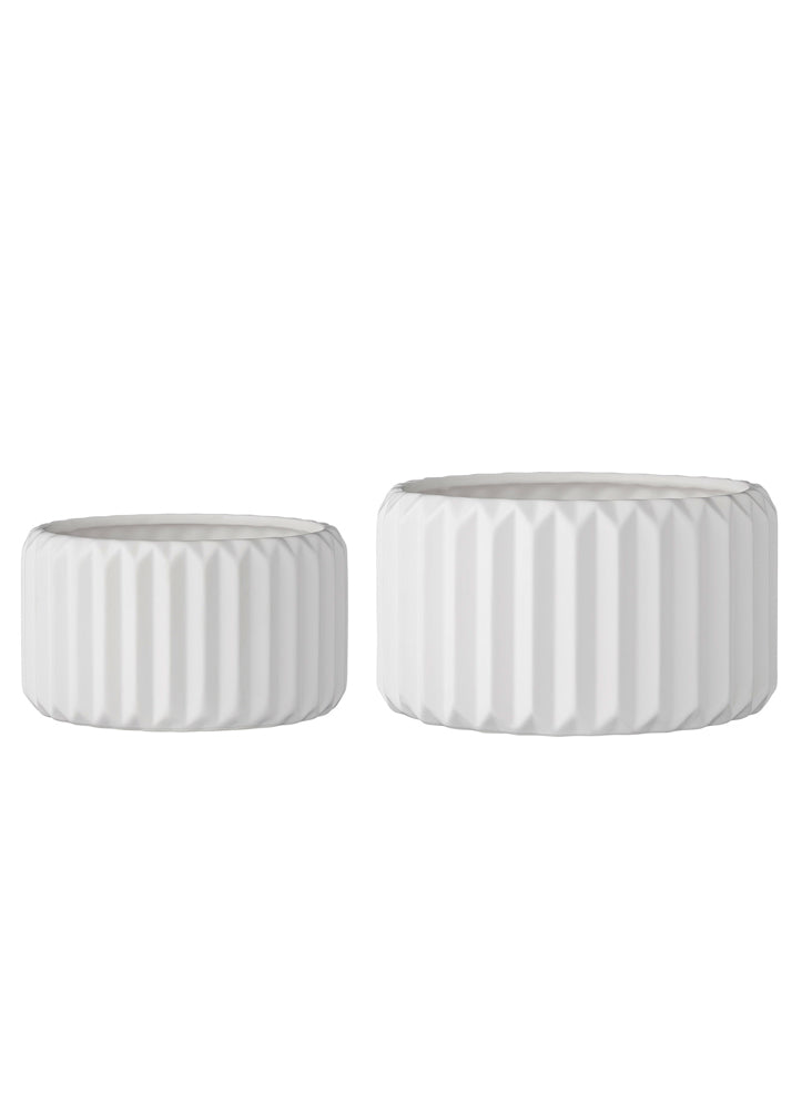 Set of 2 Rnd Stoneware Planters by Bloomingville