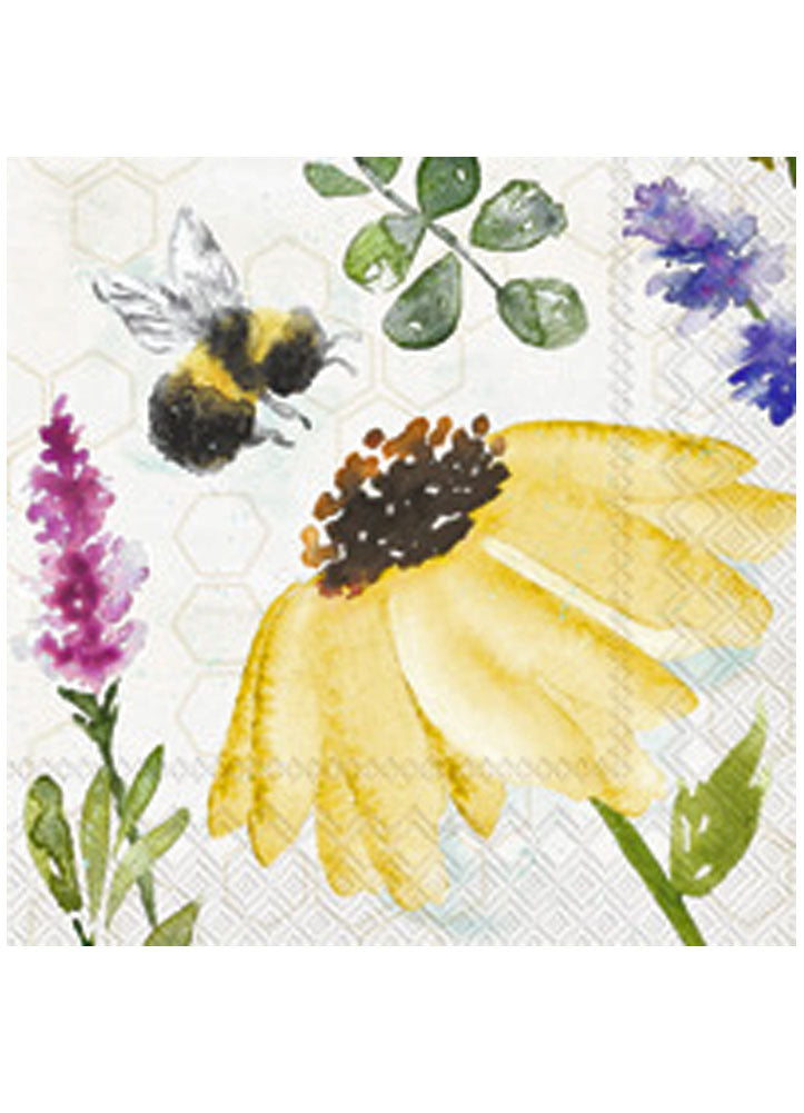 Paper Cocktail Napkin Summer Bees Cream by Boston International