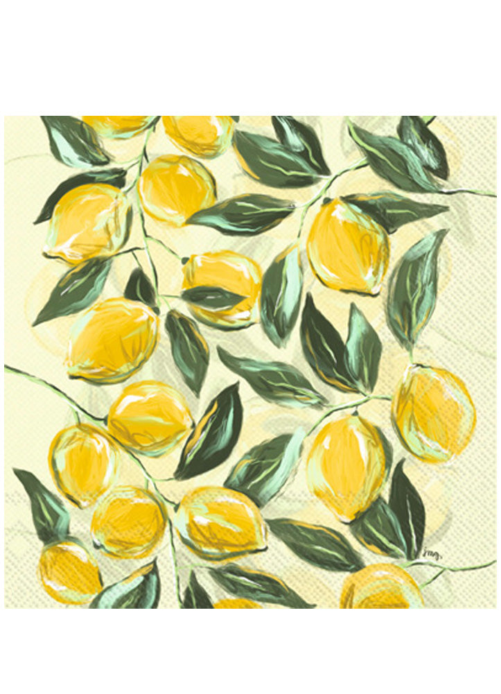 Paper Cocktail Napkin Painterly Lemons by Boston International