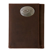 Tri-Fold Wallet in Brown Leather by Drake