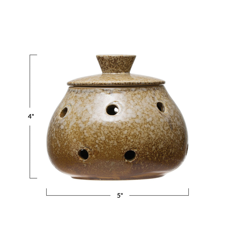 Rd Stoneware Garlic Jar by Creative Co-op