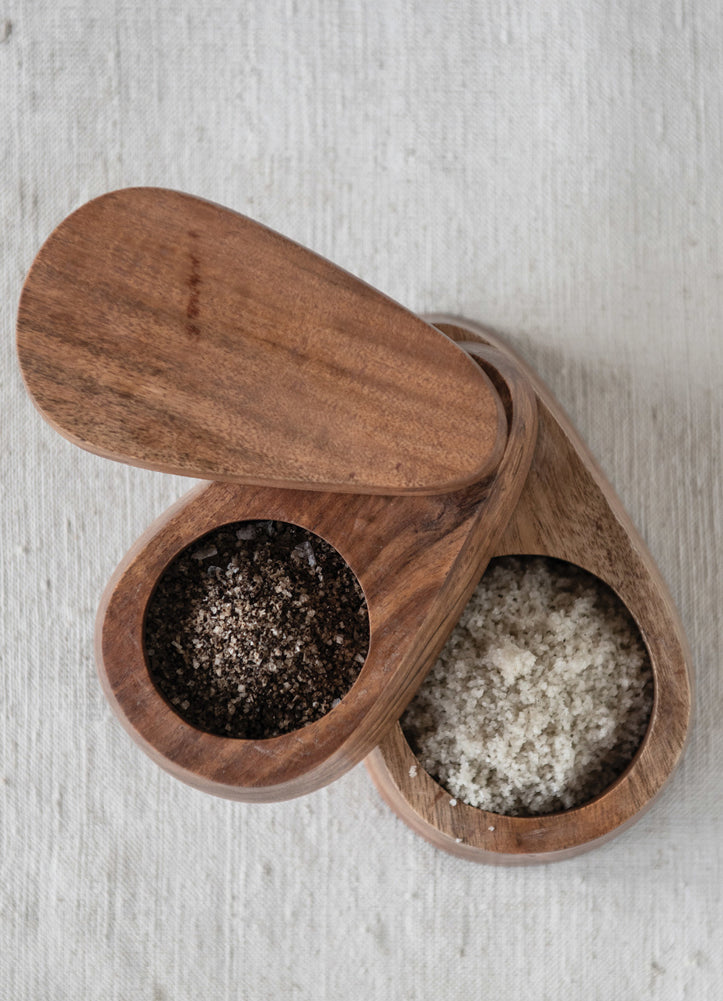 Acacia Wood Salt and Pepper Dish by Creative Co-op