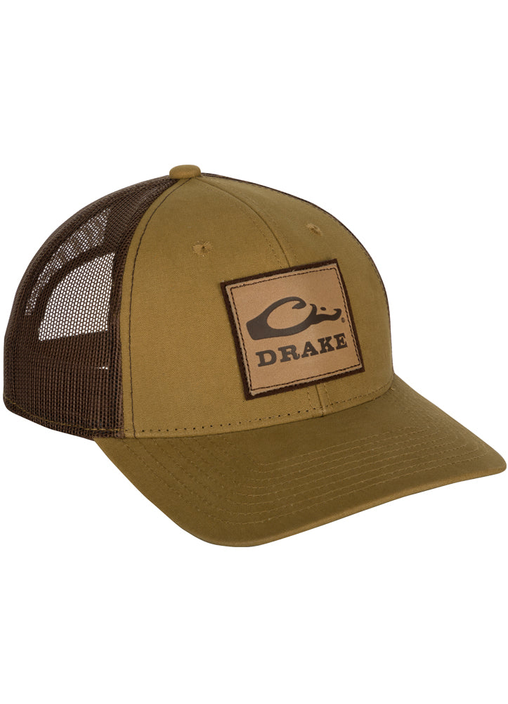 Square Leather Patch Cap in Bronze by Drake