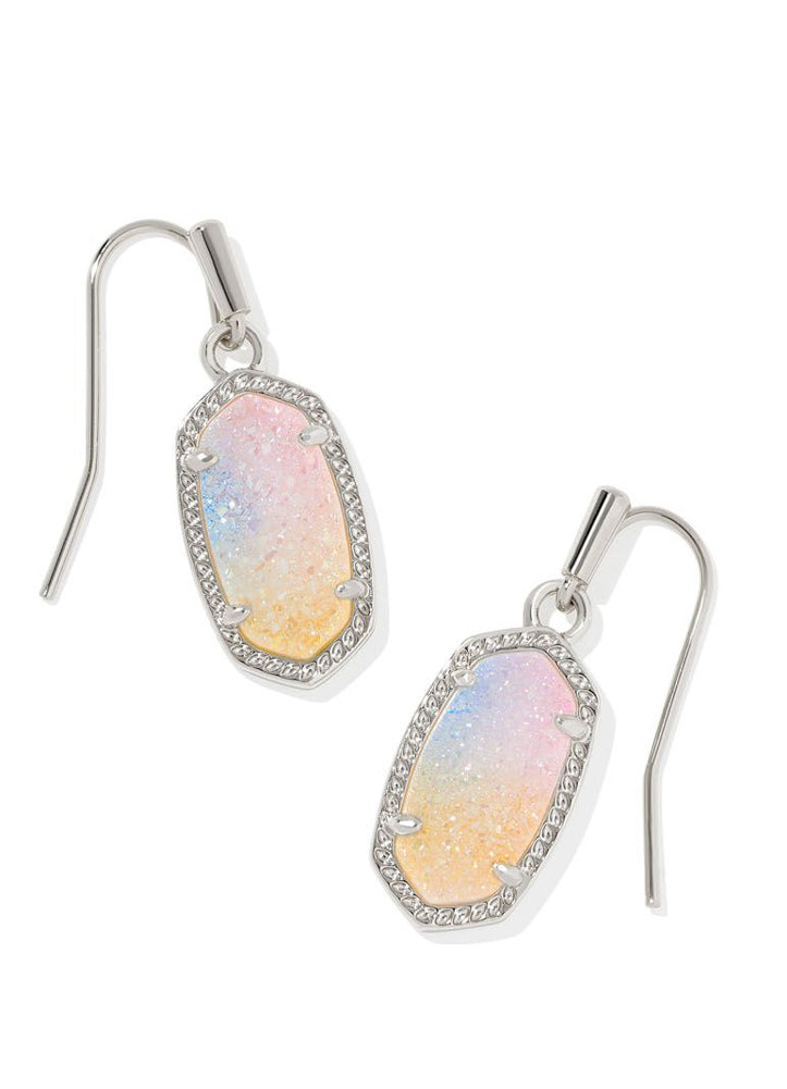 Lee Drop Earring Rhodium Pnk Watercolor Drusy by Kendra Scott
