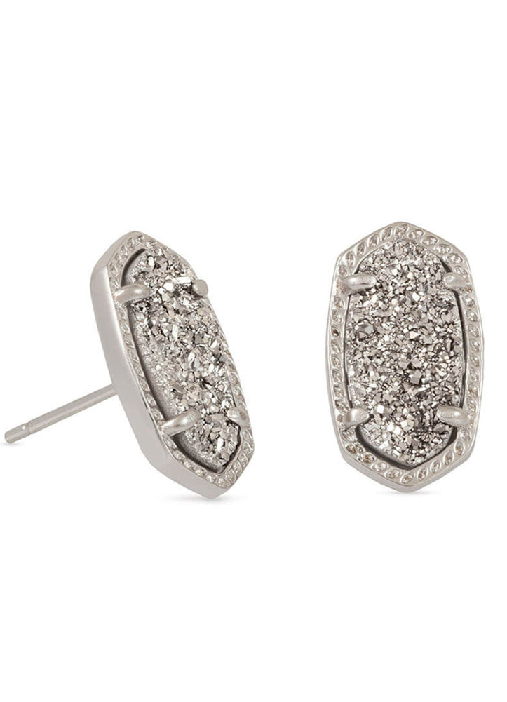 Ellie Stud Earring Rhodium Plat Drusy by Kendra Scott