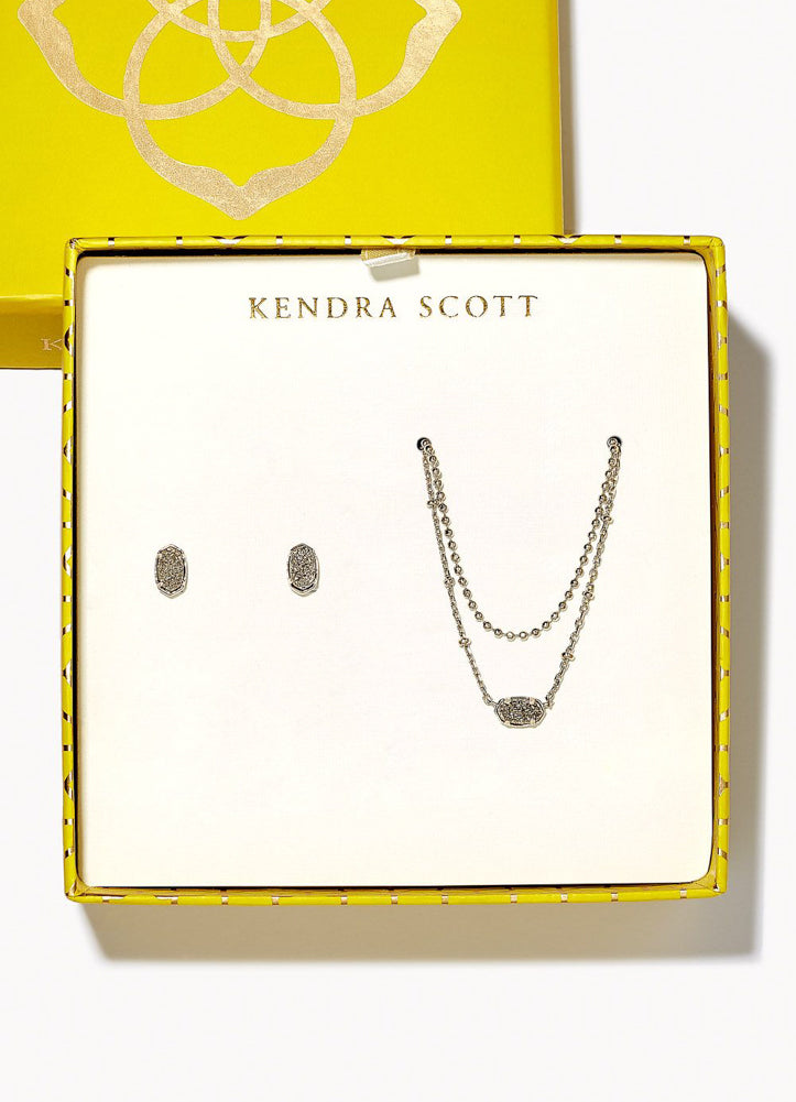 Emilie Multi Strand Stud Gift Set Rhodium Plat Drusy by Kendra Scott