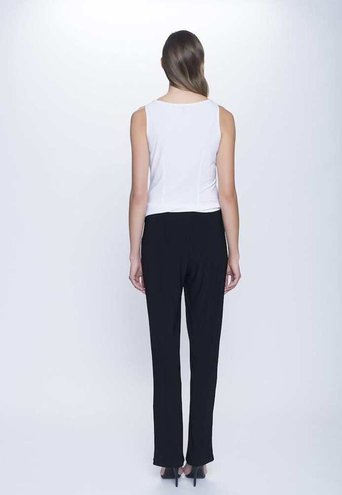 Reg Pull on Straight Let Pant in Black by Picadilly