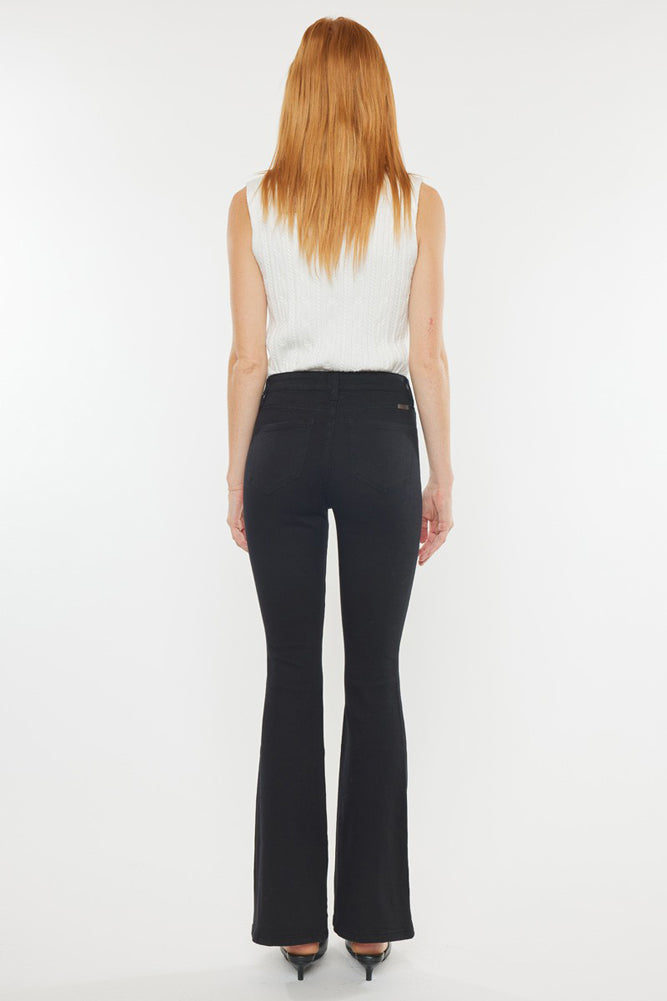 Petite High Rise Flare Black by KanCan
