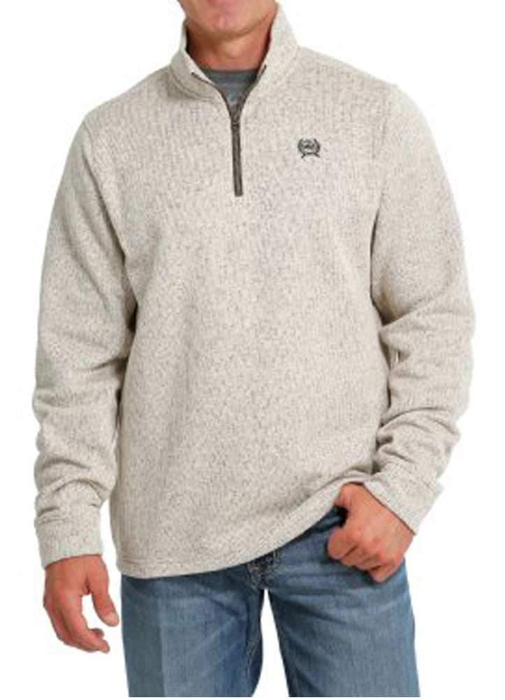 Mens 1/4 Zip Sweater in Stone by Cinch