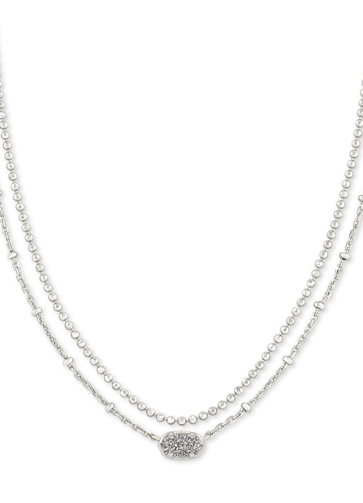 Emilie Multi Strand Neck Rhodium Plat Drusy by Kendra Scott