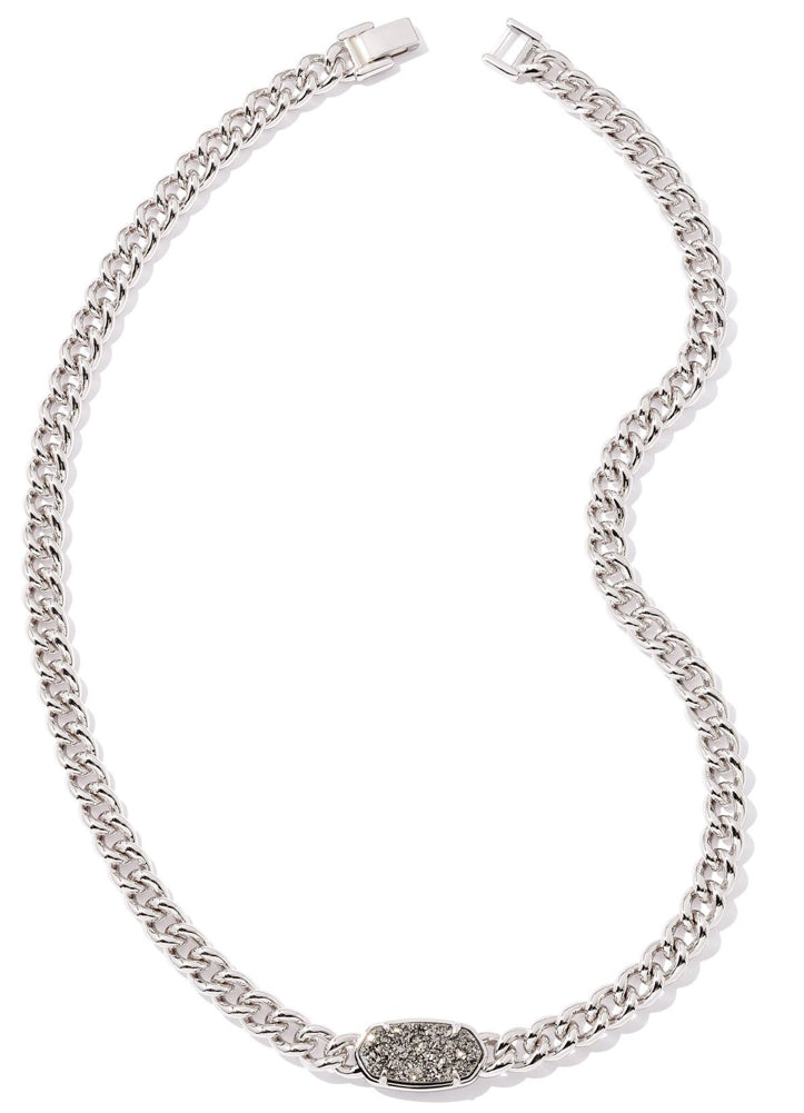 Elisa Chain Neck Rhodium Plat Drusy by Kendra Scott