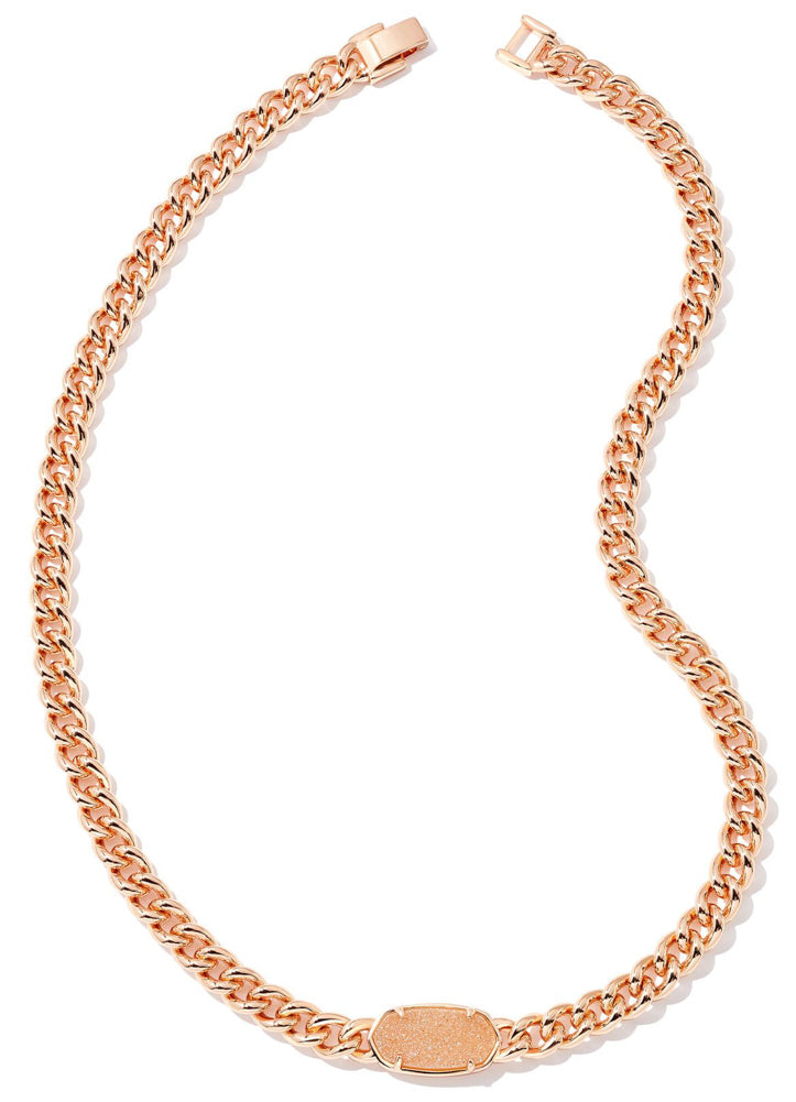 Elisa Chain Neck Rse Gld Sand Drusy by Kendra Scott