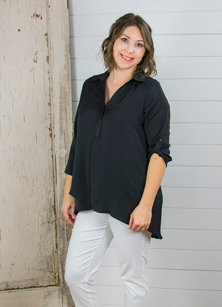 LSLV Airflow Blouse in Black by Renuar