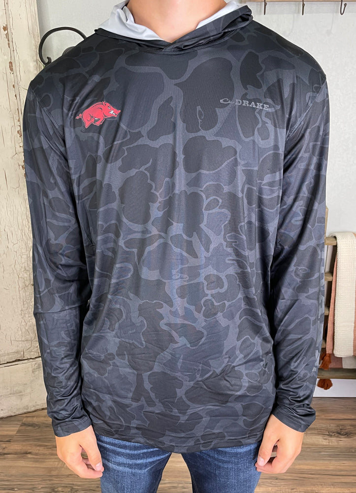 Arkansas Preformance Camo Hoodie in Black by Drake