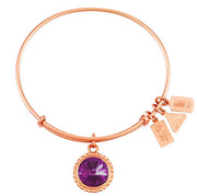 February Birthstone Bangle w/ Swarovski Crystal in Rose Gold by Wind & Fire