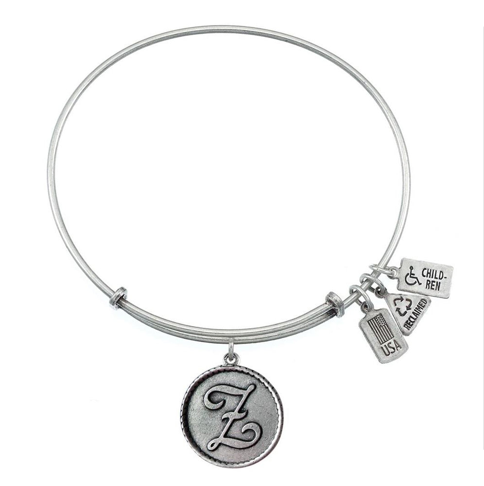 Initial ''Z'' Bangle in Silver by Wind & Fire Jewelry