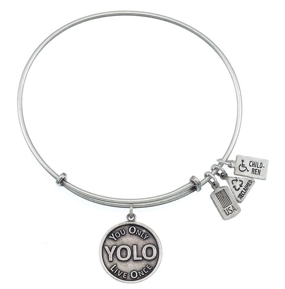 You Only Live Once Bangle in Silver by Wind & Fire