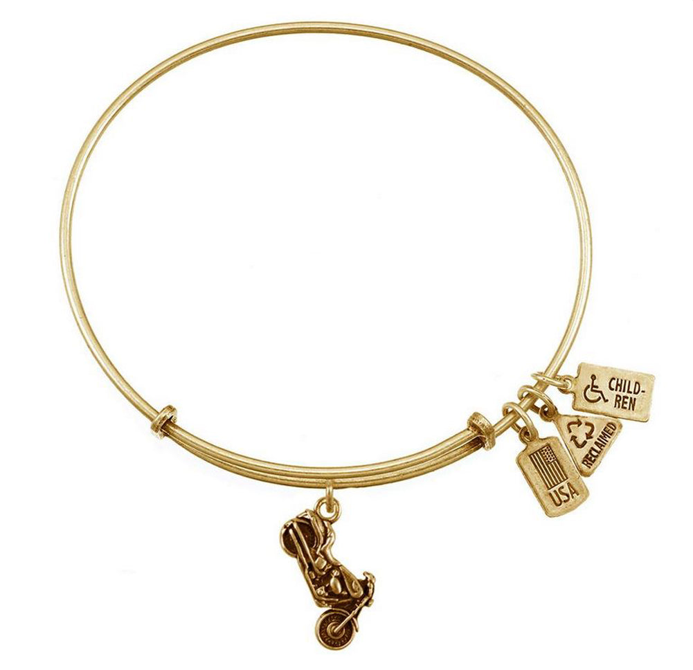 3-D Motorcycle Charm Bangle in Gold by Wind & Fire Jewelry