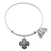 3-D Fire Shield Charm Bangle in Silver by Wind & Fire Jewelry