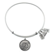 Initial ''F'' Bangle in Silver by Wind & Fire