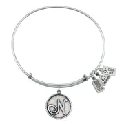 Initial ''N'' Bangle in Silver by Wind & Fire