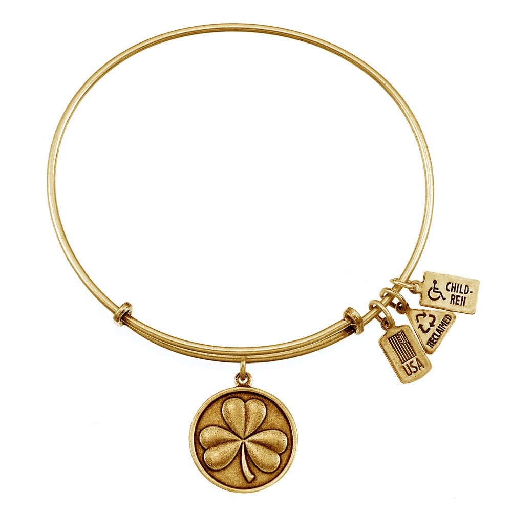 Shamrock Bangle in Gold by Wind & Fire