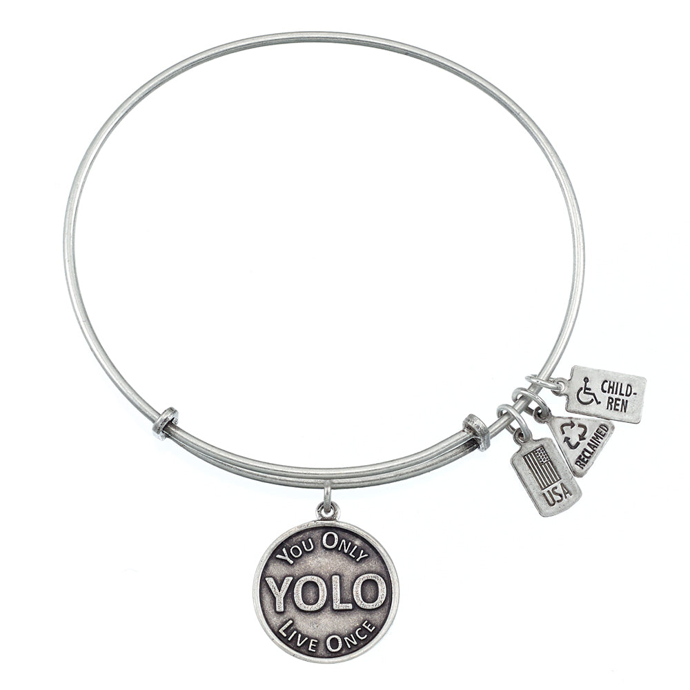 YOLO Bangle in Silver by Wind & Fire