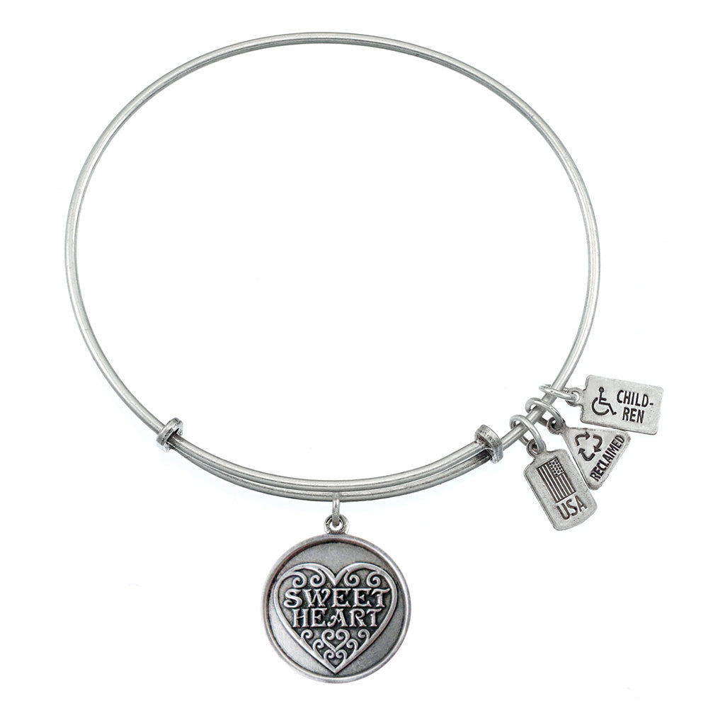 Sweet Heart Bangle in Silver by Wind & Fire