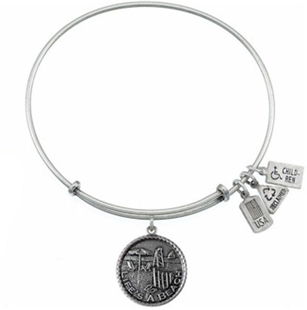 Lifes A Beach Bangle in Silver by Wind & Fire