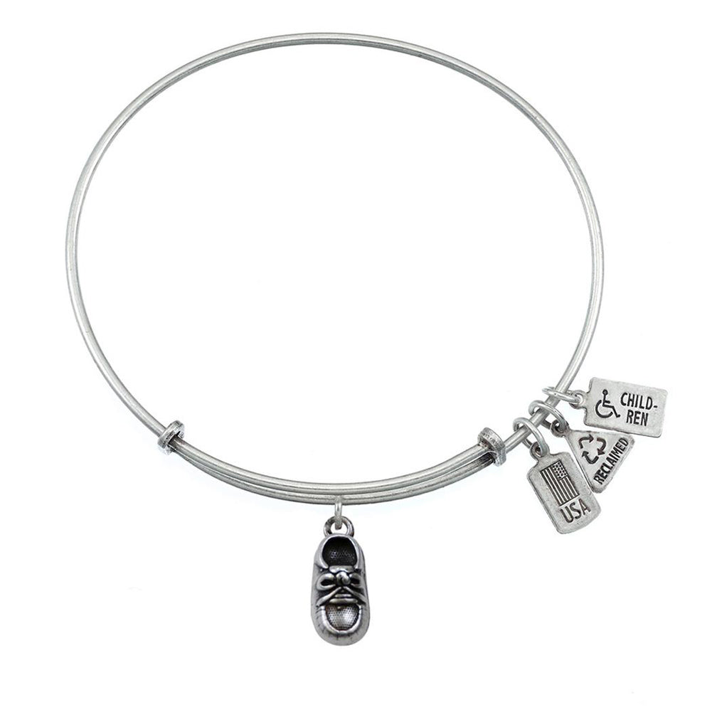 Baby Shoe Bangle in Silver by Wind & Fire